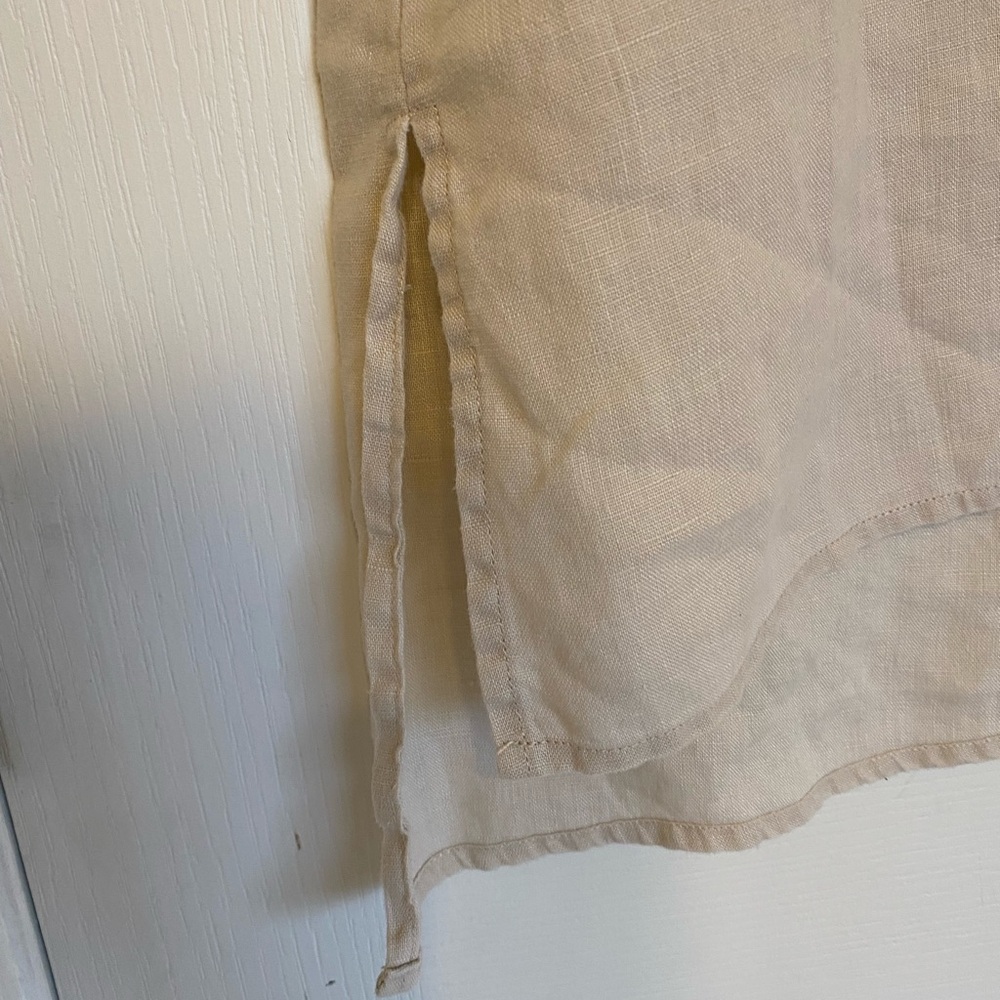 100% Linen Embroidered High LowTunic Top Size Medium Long Sleeve - Picture 6 of 9